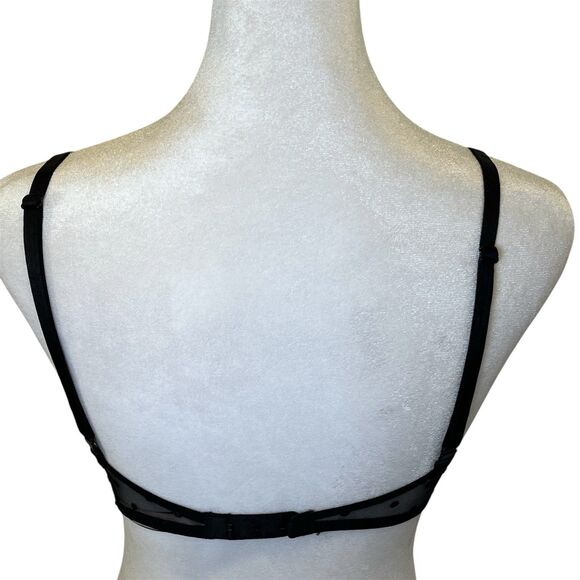 Victoria’s Secret Bra 32 C Angels Unlined‎ Underwire Demi Black Gold Lace Mesh - Picture 2 of 13